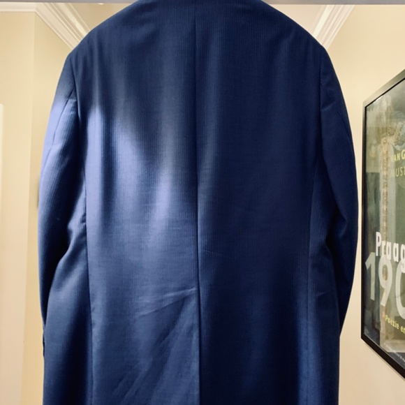 Ralph - Ralph Lauren Men's 46R Blue Pinstripe 100% Wool Two-Button Suit - Picture 3 of 14